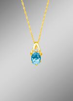 Anh&auml;nger mit Singapurkette, mit echt Blautopas und synth. Zirkonia 