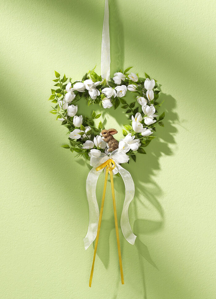 Weidenherz mit Häschen aus Polyresin