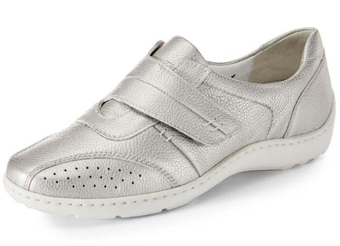 Waldl&auml;ufer, bequeme Damen-Slipper, Weite H, mit herausnehmbarem Fussbett MATTSILBER