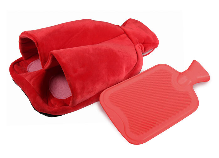 Vital Comfort Fuß-Wärmflasche mit sanftem Fleece-Bezug 