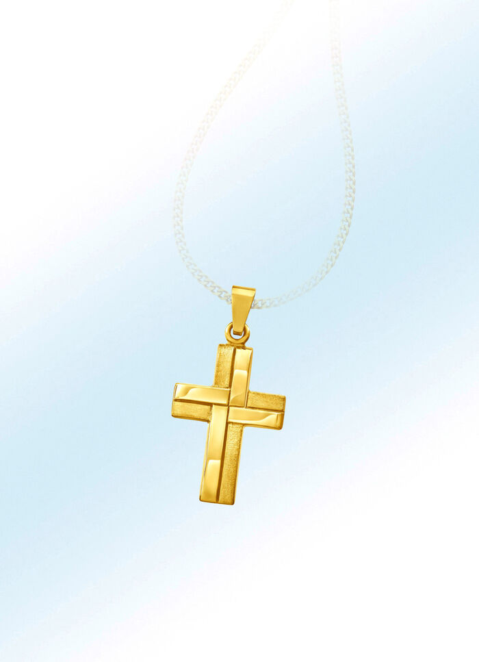 Formschöner Kreuz-Anhänger, teils satiniert