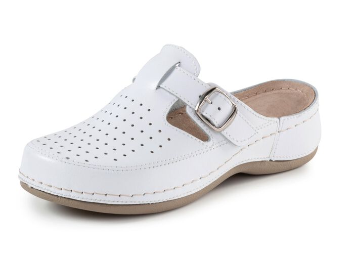 ELENA EDEN, sommerliche Damen-Clogs, Weite G, mit verstellbarer Schliesse WEISS