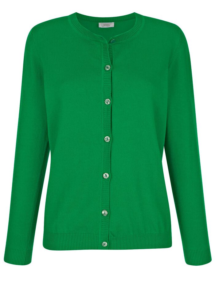 Strickjacke aus reiner Baumwolle GR&Uuml;N