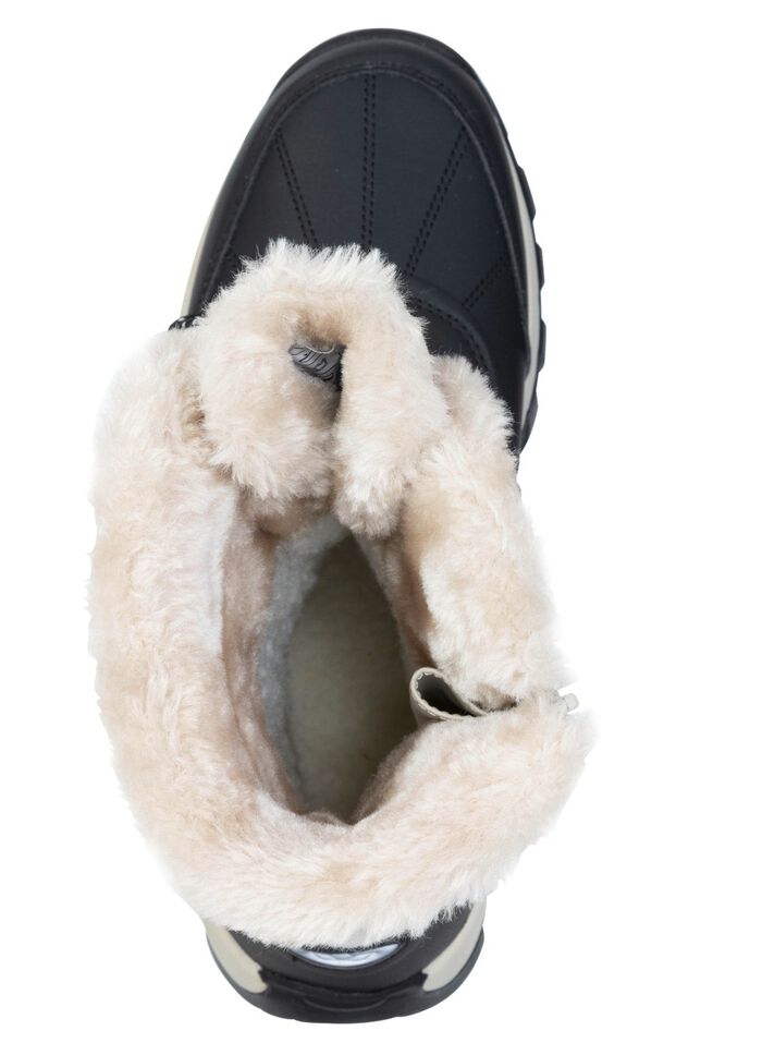 Gef&uuml;tterte Damen-Stiefel, Winterschuhe, mit Reissverschluss ECRU-SCHWARZ