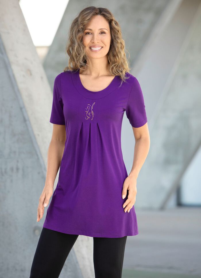 Geschmackvolles Longshirt in 2 Farben LILA