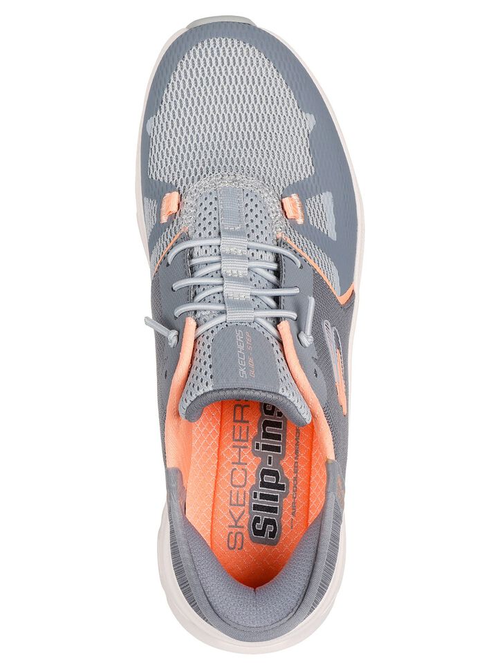 SKECHERS Sneaker mit geformter Slip-Ins Fersenplatte GRAU-ORANGE