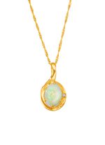 Anh&auml;nger mit Singapurkette, echt Opal und synth. Zirkonia 