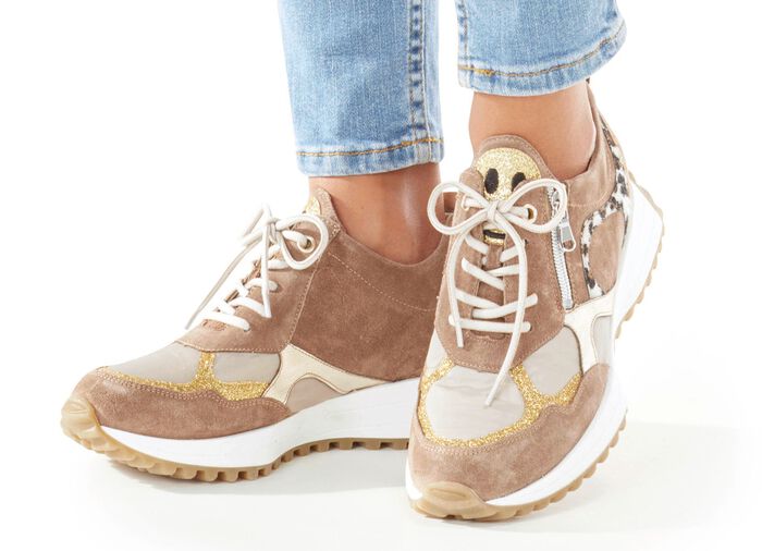 Waldl&auml;ufer Sneaker mit frecher Glitzer-Applikation 
