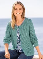 Strickjacke in Netzstrick JADEGR&Uuml;N