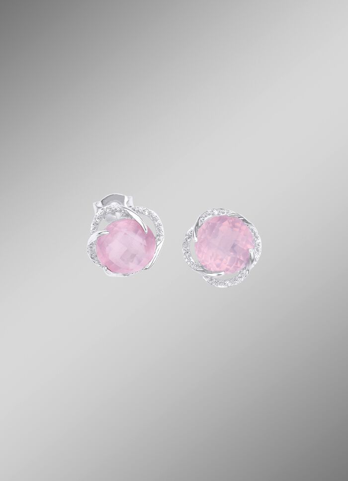 Ohrstecker mit Rosenquarz und Weisstopase 