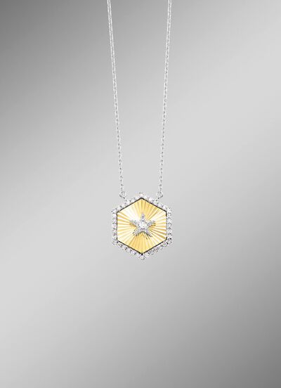Halskette in Bicolor mit 1 Brillant und 36 Diamanten 