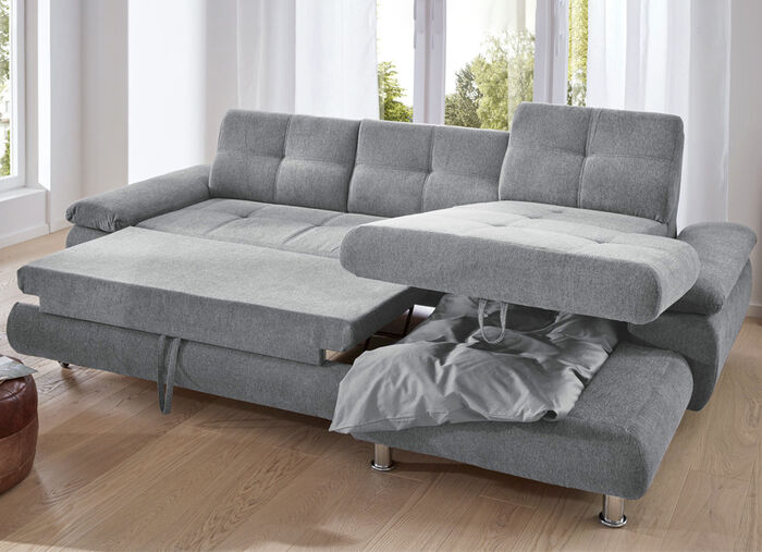 Formschöne Polsterecke mit Funktion GRAU