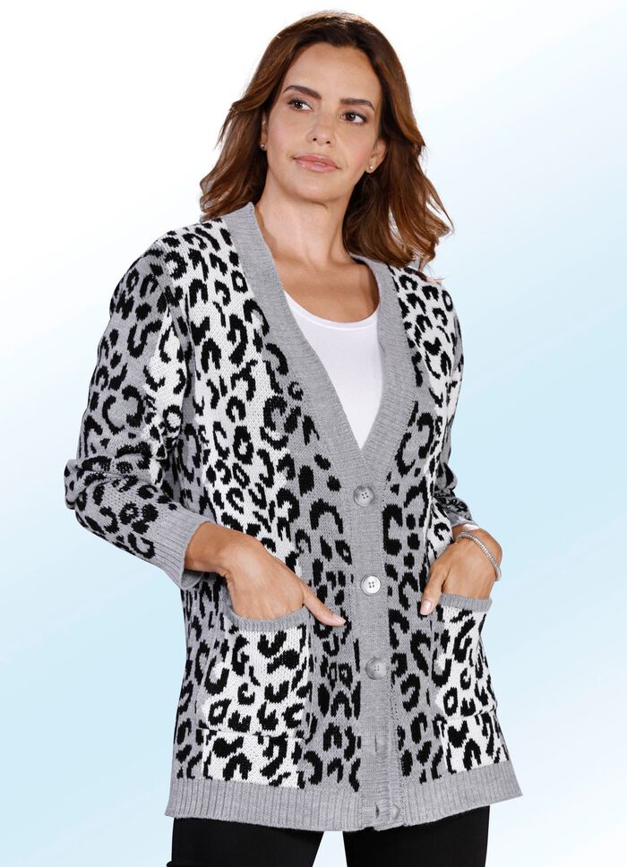 Strickjacke mit dekorativem Allovermuster 