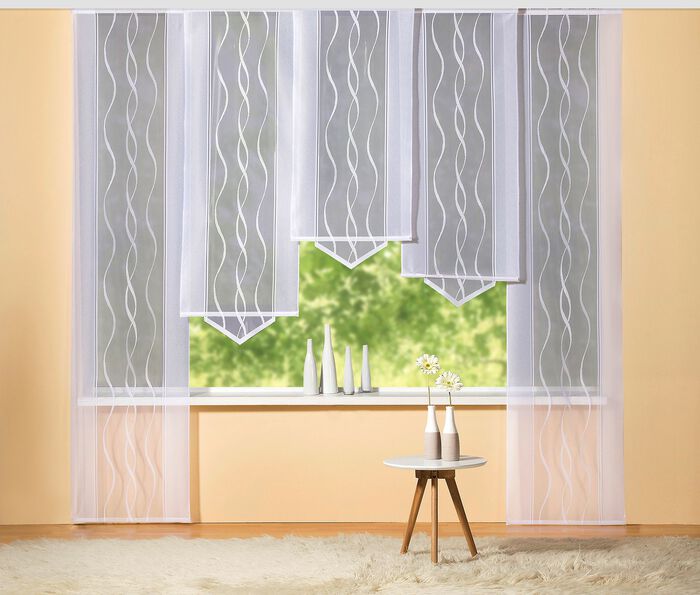 Schiebevorhang Welle mit Dreiecksabschluss, verschiedene Farben WEISS