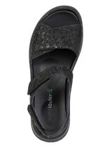 Waldl&auml;ufer, bequeme Damen-Sandalen, Weite H, mit herausnehmbarem Fussbett SCHWARZ
