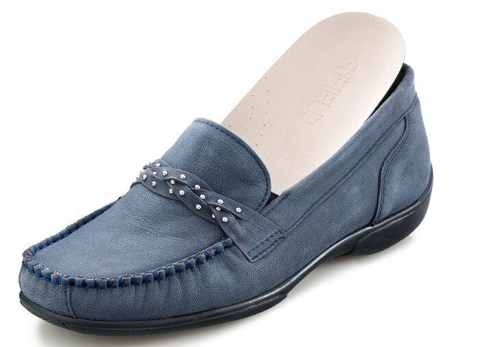 ELENA EDEN, bequeme Damen-Slipper, Weite H, mit herausnehmbarem Fussbett JEANS