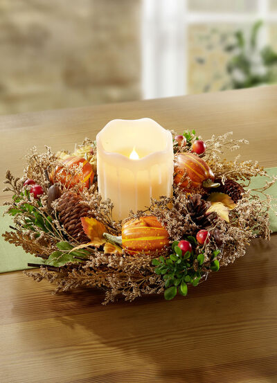 Naturkranz mit LED-Kerze 