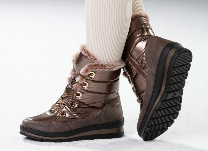 ELENA EDEN, gef&uuml;tterte Damen-Boots, Winterschuhe, Weite G, mit herausnehmbarem Fussbett BRONZE