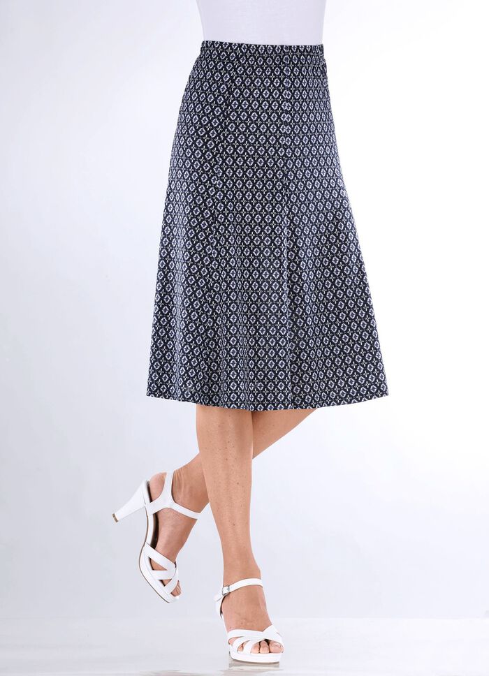 Tragangenehmer Bahnenrock  MARINE-WEISS-BLAU