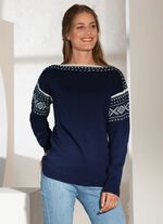 Pullover mit Jacquardbord&uuml;re 