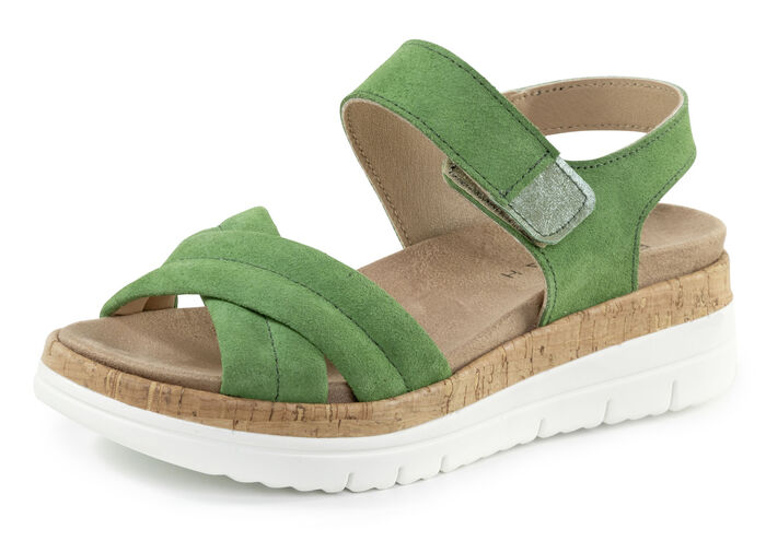 ELENA EDEN, bequeme Damen-Sandalen, Weite H, mit herausnehmbarem Fussbett GR&Uuml;N