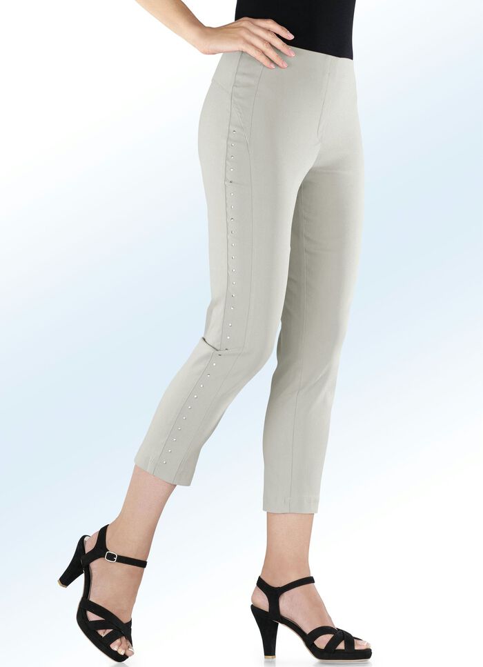 7/8-Hose mit Pl&auml;ttchenzier HELLBEIGE
