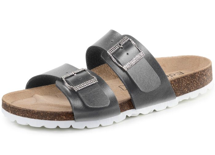 ELENA EDEN Pantolette mit Glitzersteinchen verzierten Schliessen ONYXSCHWARZ