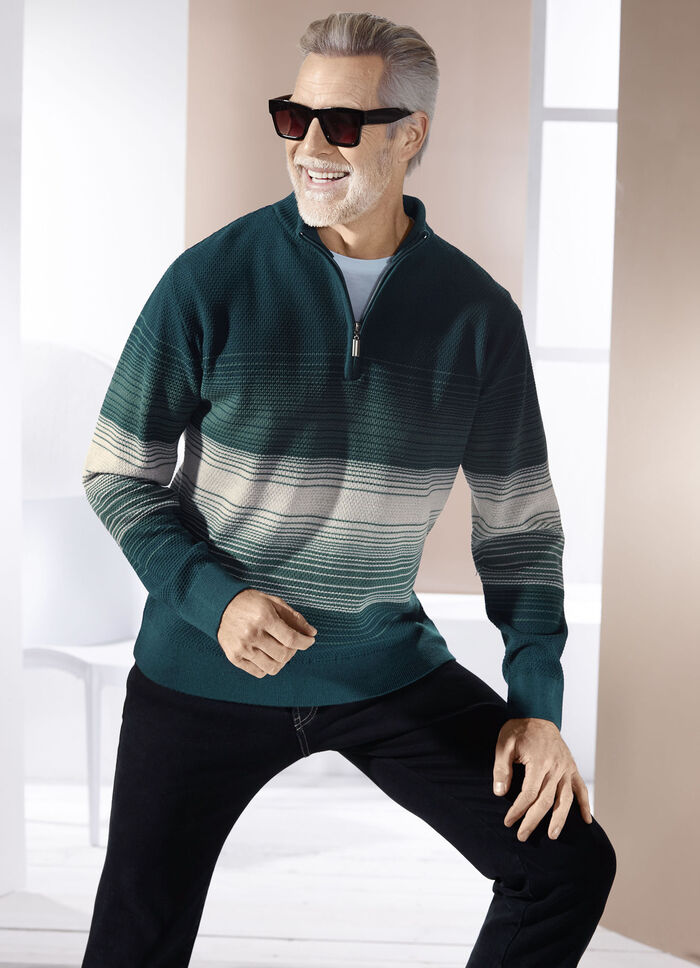 Troyer mit Stehkragen in 2 Farben PETROL-ECRU