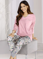 Schlafanzug mit Einfassung am V-Ausschnitt und Brusttasche 