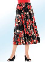 Plissee-Rock in Schlupfform SCHWARZ-ROT