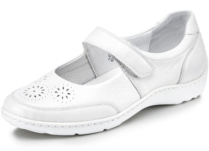 Waldläufer, bequeme Damen-Slipper, Weite H, mit herausnehmbarem Fussbett NATURWEISS