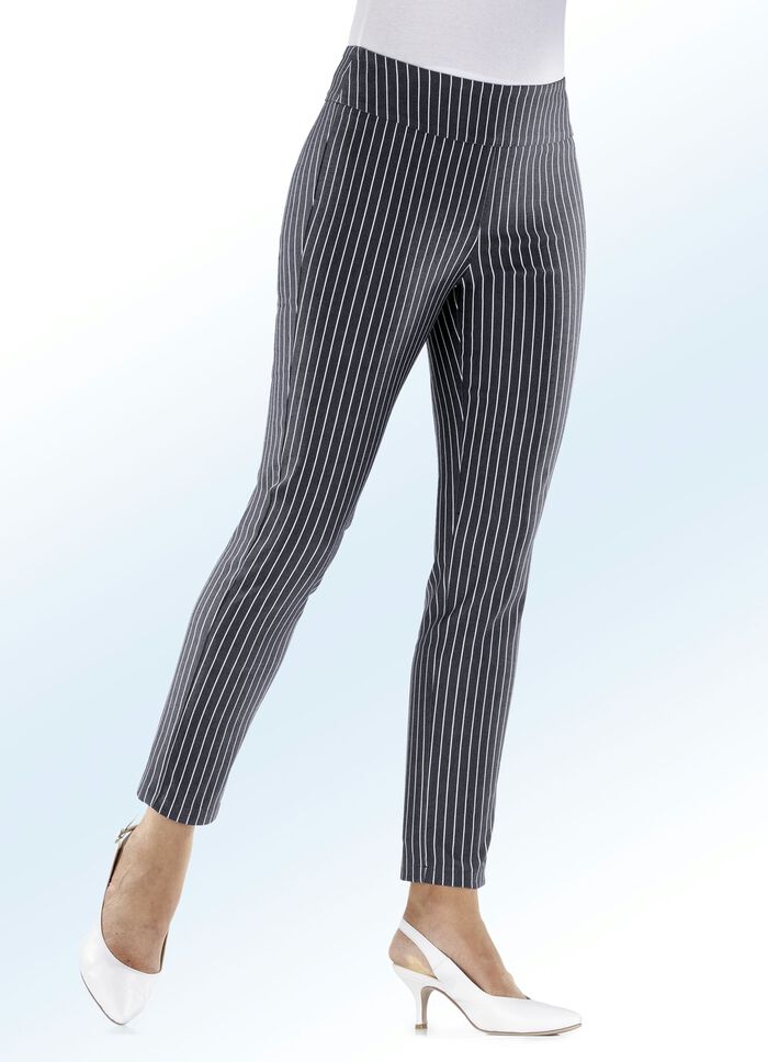 Hose mit modischer Streifendessinierung GRAFIT-WEISS