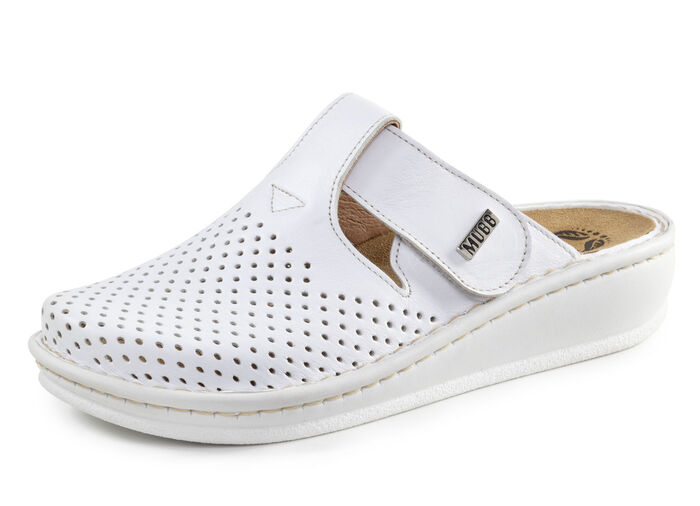Mubb, sommerliche Damen-Clogs, Weite H, mit herausnehmbarem Fussbett WEISS