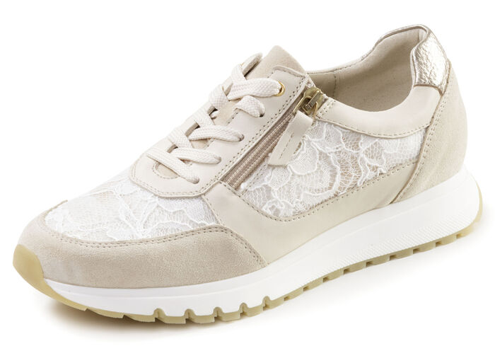 ELENA EDEN, elegante Damen-Sneaker, Weite G, mit herausnehmbarem Fussbett BEIGE-WEISS