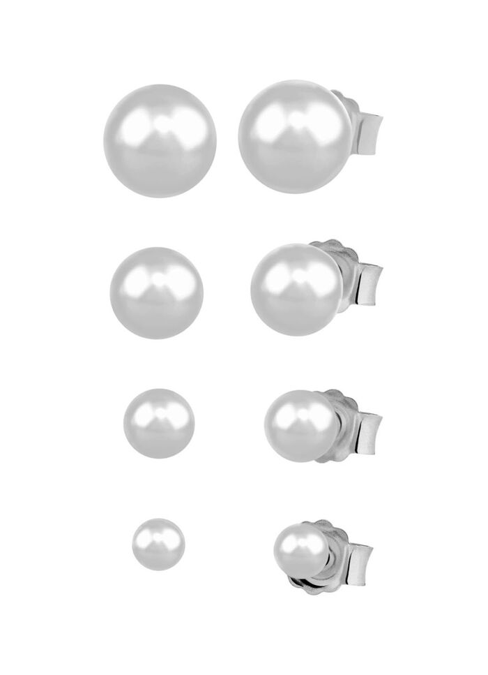Zeitloses Ohrstecker-Set in Silber, 4 Paar 