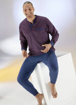 Pyjama mit Knopfleiste, Brusttasche, Arm- und Beinb&uuml;ndchen 