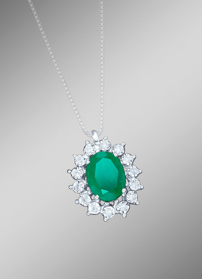 Anhänger mit echt Smaragd und Diamanten 