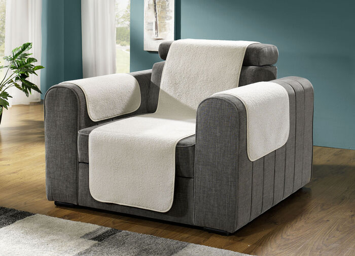Flauschige Sessel-, Couch- und Armlehnenschoner CREME