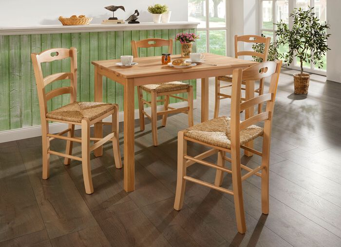 2er-Set Esszimmerstühle aus massiver Buche NATUR