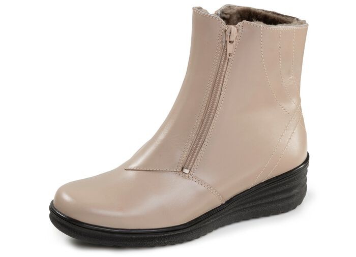 ELENA EDEN, gef&uuml;tterte Damen-Stiefeletten, Winterschuhe, Weite H, mit Lammfell BEIGE