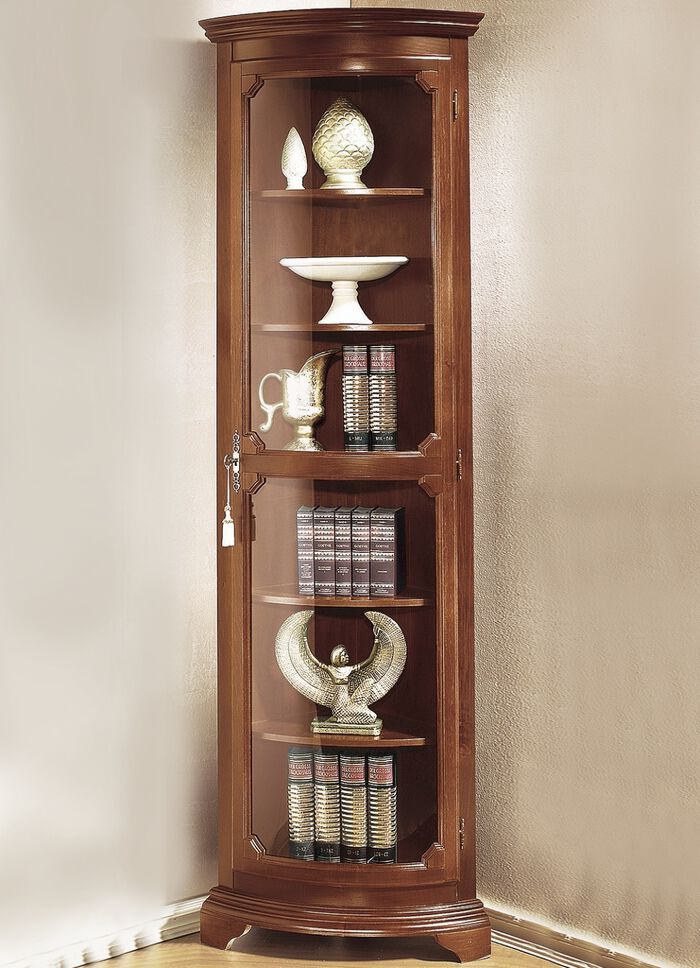 Eckvitrine groß,1-türig NUSSBAUM