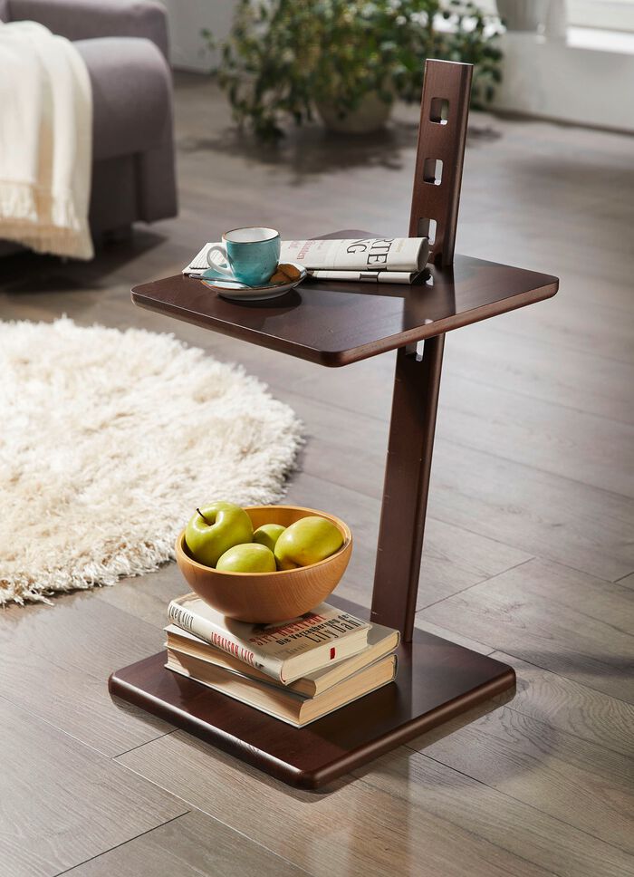 Beistelltisch mit h&ouml;henverstellbarer Tischplatte WALNUSS