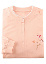 Nachthemd, Langarm mit Bündchen und Knopfleiste APRICOT