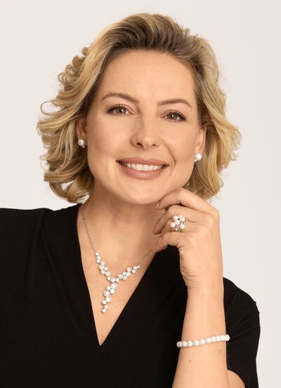 Y-Halskette mit S&uuml;sswasser-Zuchtperlen und synth. Zirkonia 