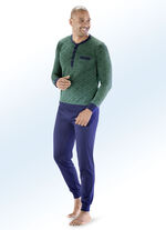 Pastunette Pyjama mit längerer Knopfleiste, Brusttasche, Bündchenabschlüssen 