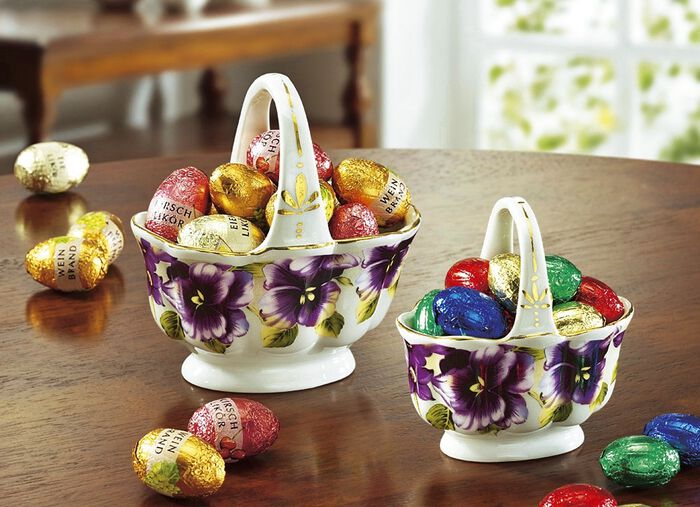 Porzellan-K&ouml;rbchen, 2er-Set, mit s&uuml;sser F&uuml;llung 