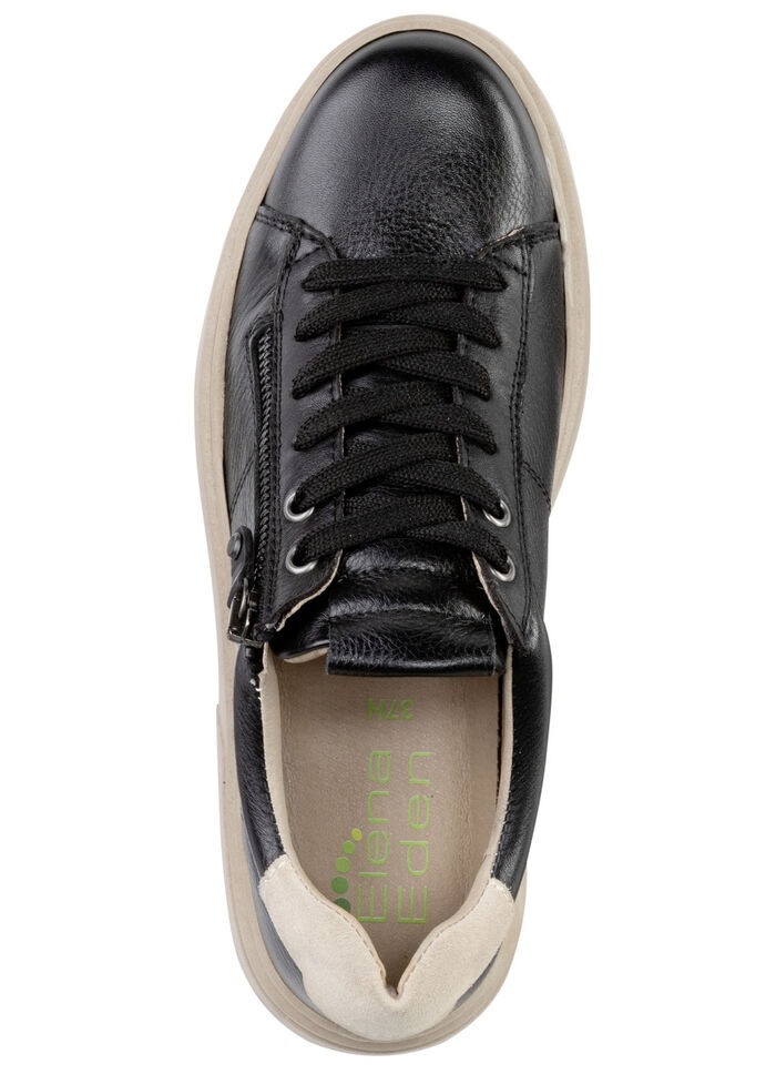 ELENA EDEN Schnürschuh mit Velour-Besatz SCHWARZ-BEIGE