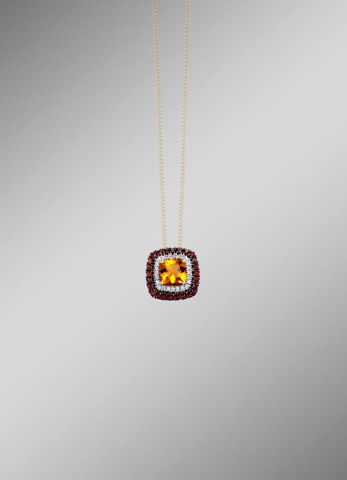 Bezaubernder Anh&auml;nger mit Brillanten, Citrin und Granat 