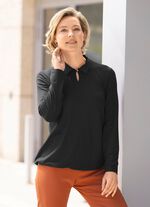 Poloshirt mit Schlaufen-Knopfverschluss in 2 Farben SCHWARZ
