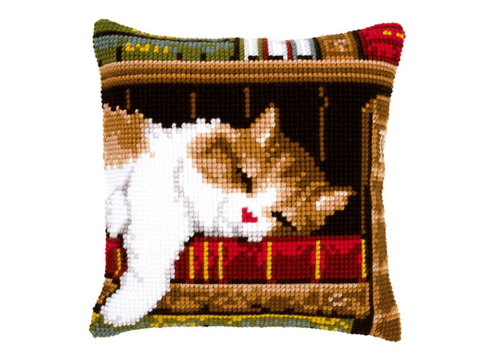 Stickkissen Katze mit Zubehör 
